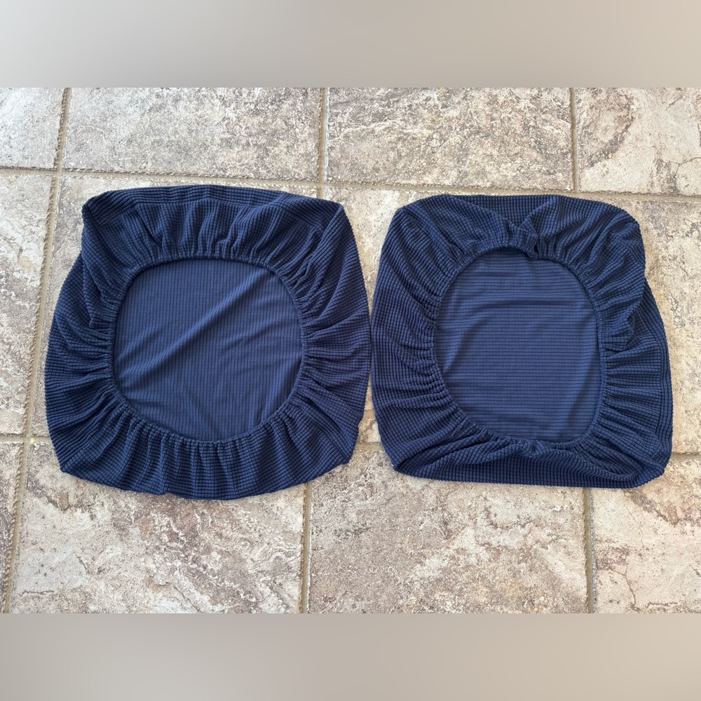 Navy Blue Stretch Cushion Cover/Seat Slipcover (Set of 2) - Picture 2 of 5
